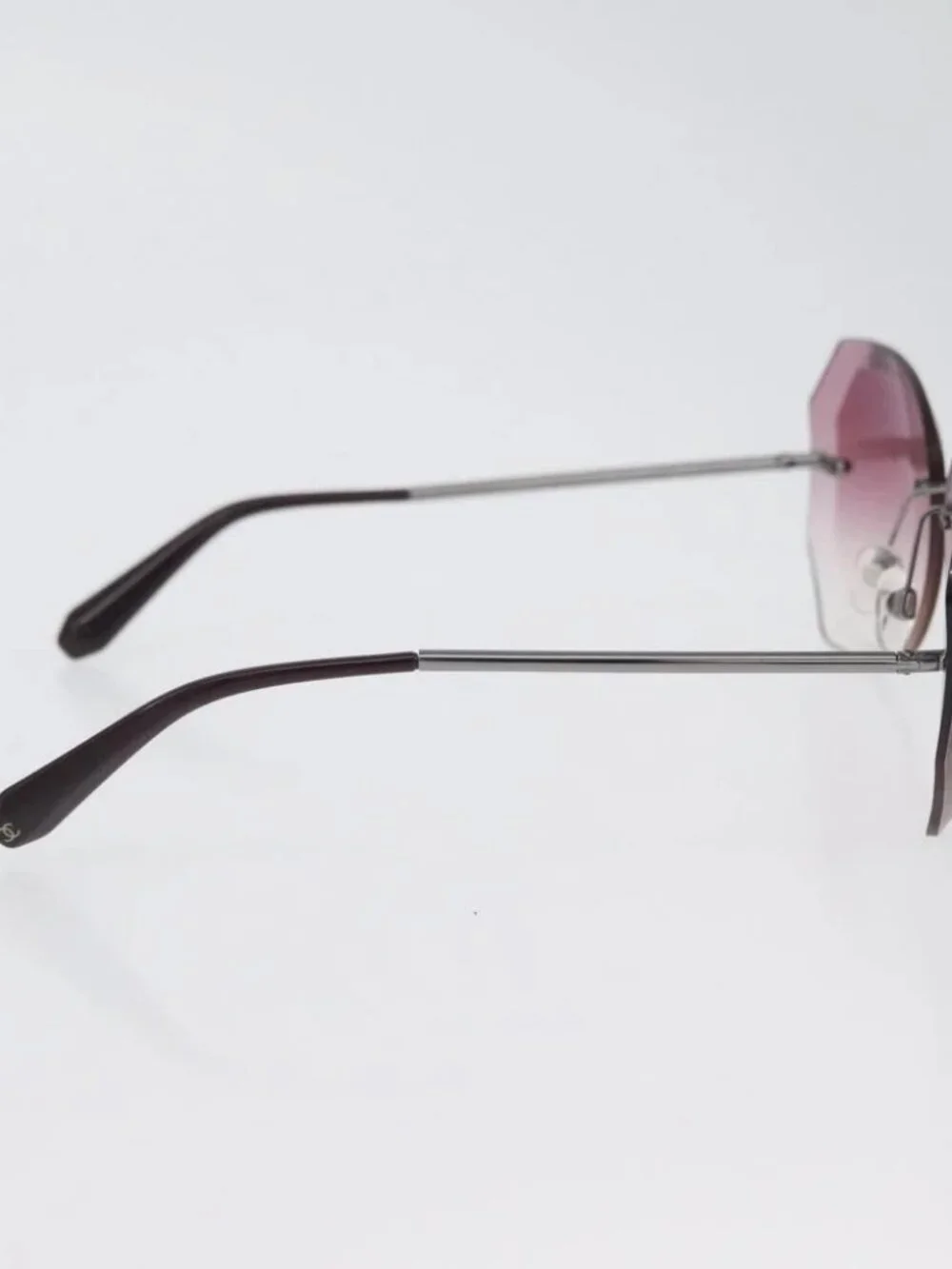 CHANEL Sunglasses metal Bordeaux CC Auth SW2292V